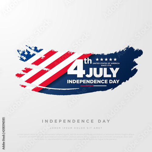 4th of July, United Stated independence day greeting. Fourth of July on white background design. Usable as greeting card, banner, flyer