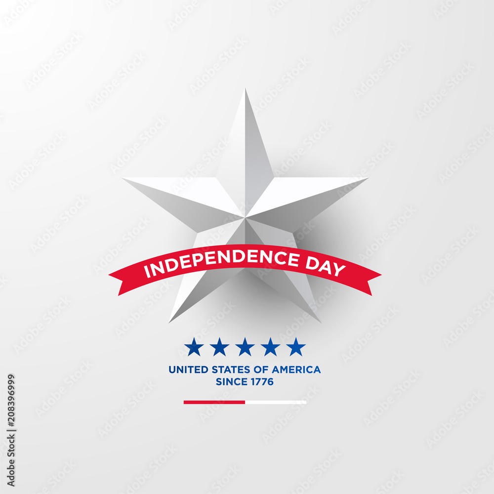 Obraz premium 4th of July, United Stated independence day greeting. Fourth of July on white background design. Usable as greeting card, banner, flyer