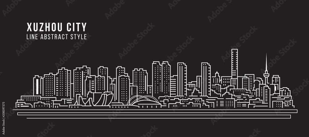 Cityscape Building Line art Vector Illustration design - Xuzhou city