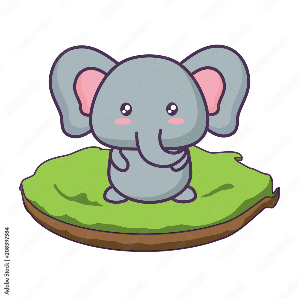 cute elephant in the grass over white background, vector illustration cute elephant in the grass over white background, vector illustration
