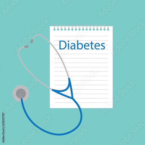 diabetes written in notebook- vector illustration