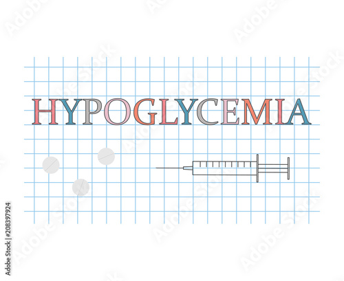 Hypoglycemia word on checkered paper sheet- vector illustration