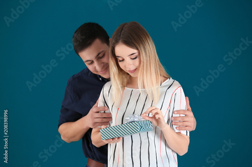 Young couple celebrating sp...