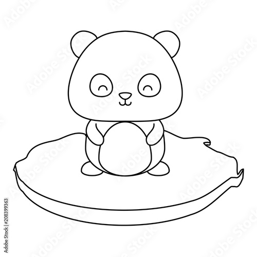 cute panda bear in the grass over white background, vector illustration