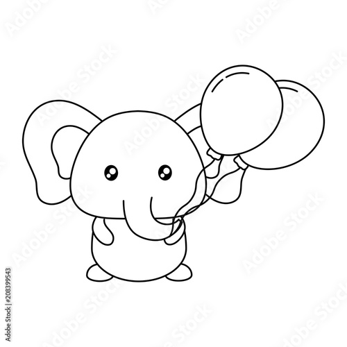 cute elephant with balloons  over white background  vector illustration