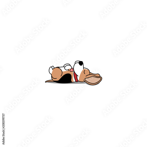 Lazy dog sleeping, cute beagle puppy lying on back  icon, vector illustration