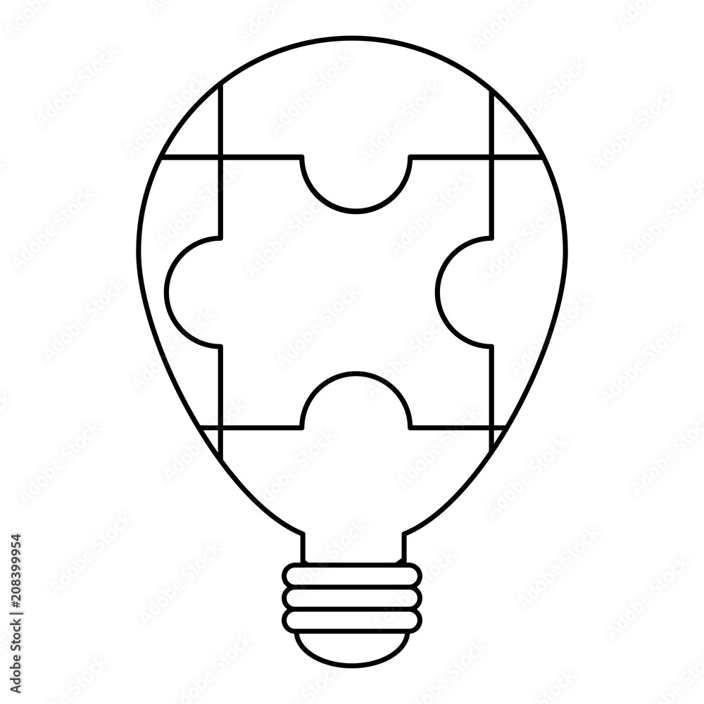 puzzle pieces in bulb light shape over white background, vector illustration puzzle pieces in bulb light shape over white background, vector illustration