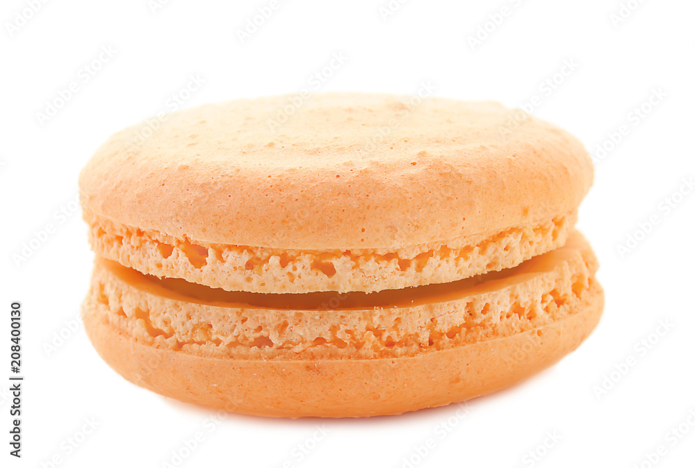 Delicious orange macaron on white background Delicious orange macaron on white background