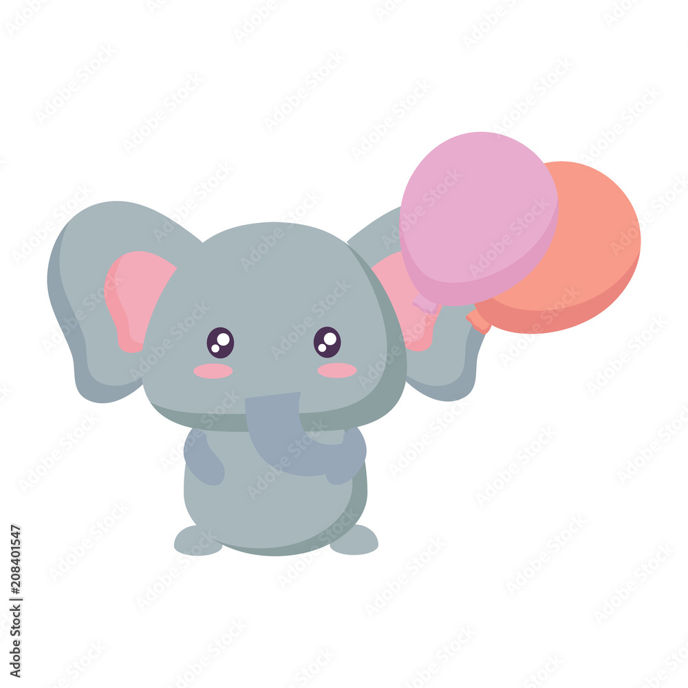 cute elephant with balloons over white background, vector illustration cute elephant with balloons over white background, vector illustration