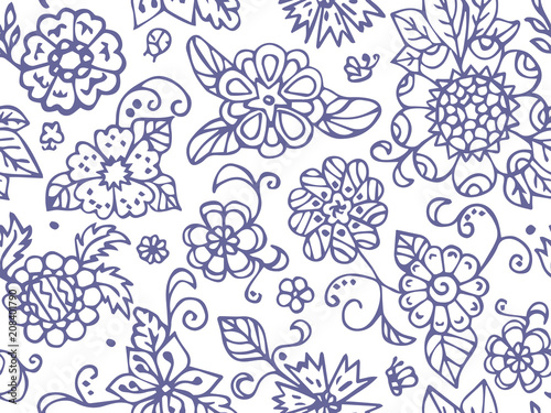 Для ИнтернAbstract summer flowers. Seamless pattern in doodle and cartoon style. Vector. EPS 10