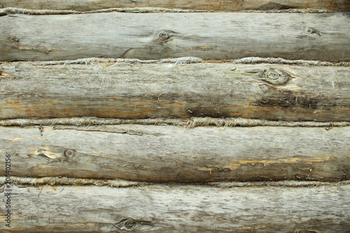 Old logs. Log-house. Background. Texture.