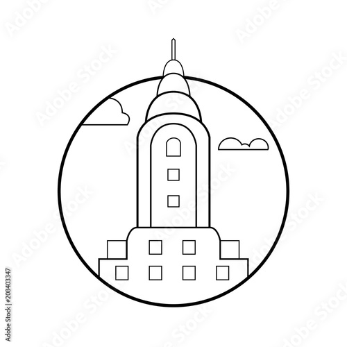 Building-landmark on white background in a circle photo