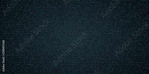 Background from binary code. Blue glow. High technologies, programming, sci-fi. Vector illustration