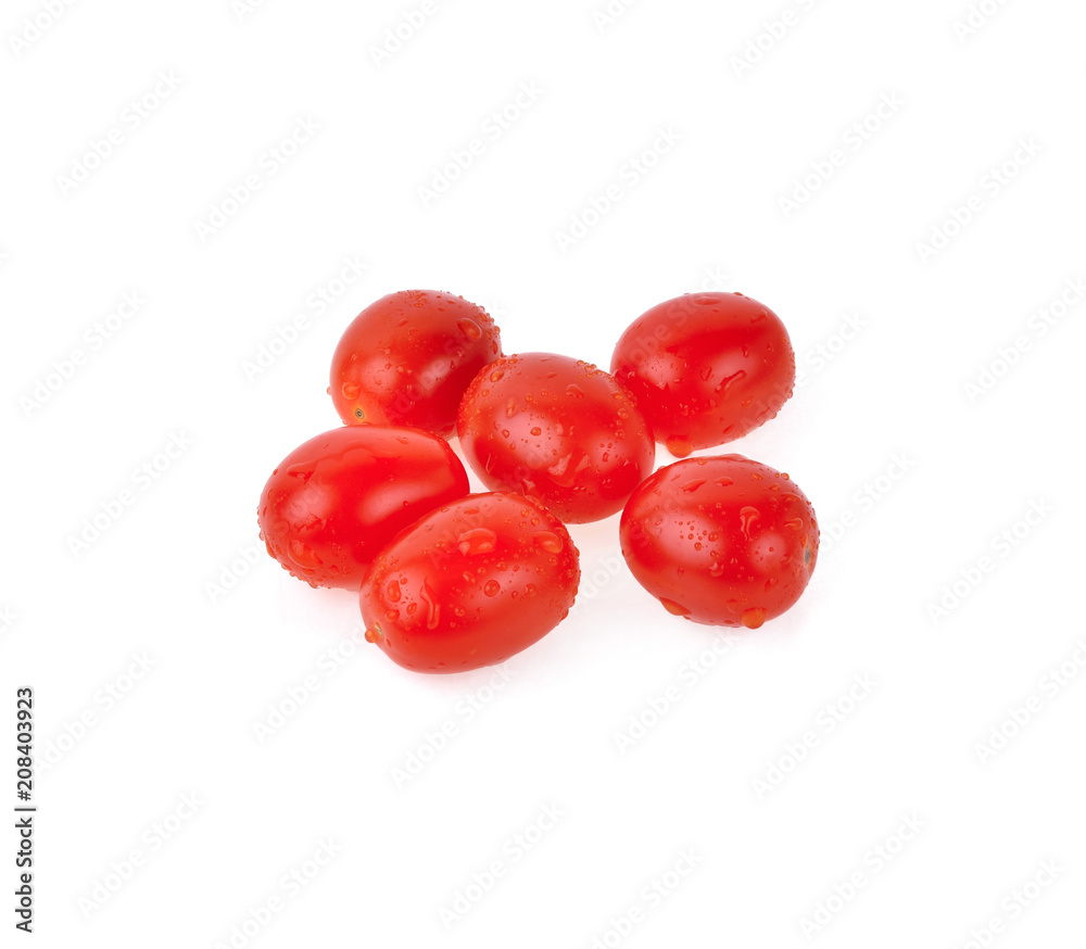Tomato with drops isolated on white background Tomato with drops isolated on white background