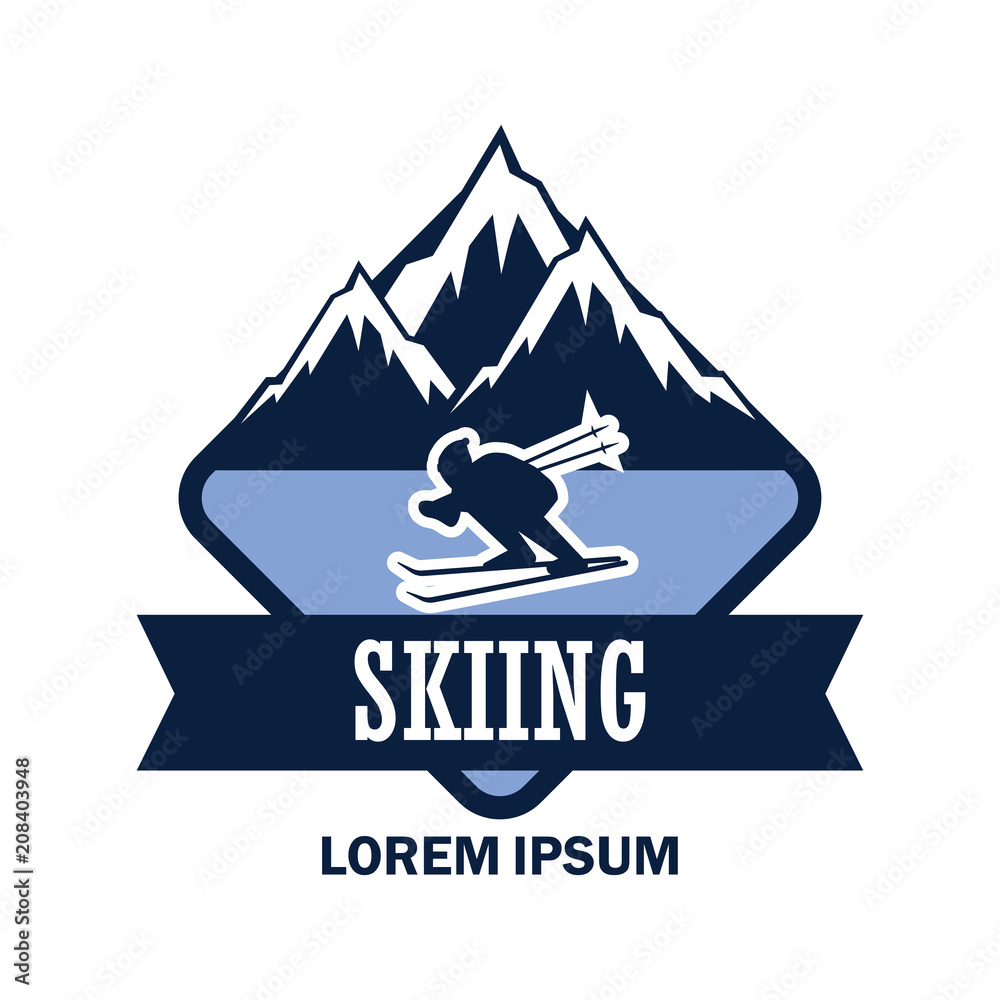 skiing logo with text space for your slogan / tag line, vector illustration