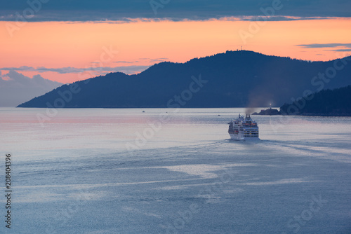 Cruise ship leaving Vancouver, Canada