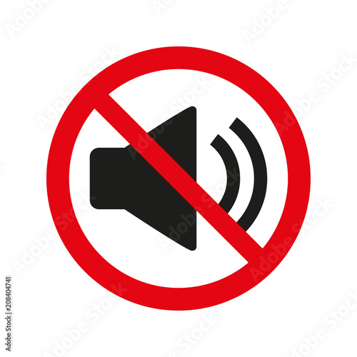 No Sound Sign on white background.