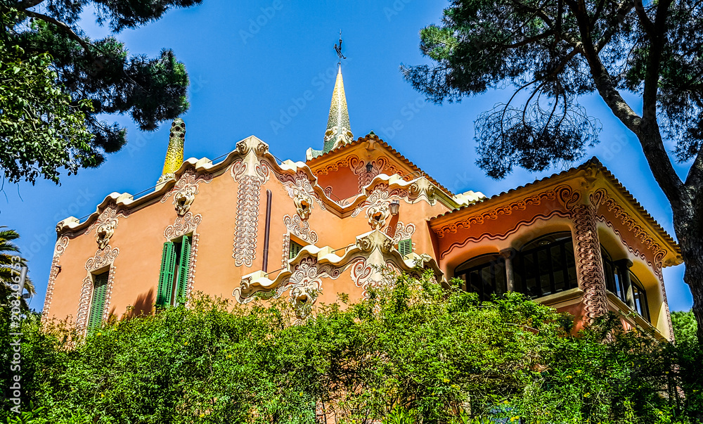 Architecture of the Barcelona, Spain. The Gaudi House Museum. Architecture of the Barcelona, Spain. The Gaudi House Museum.