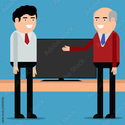 The seller offers the TV to the client