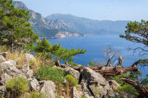 Seaside view from Lycian Way along Mediterranean coast Turkey photo