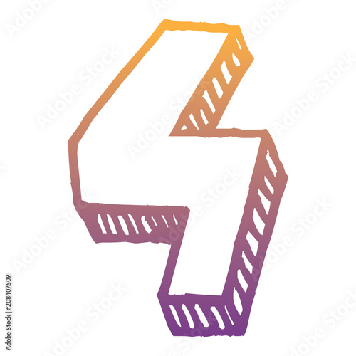 number four icon over white background, vector illustration