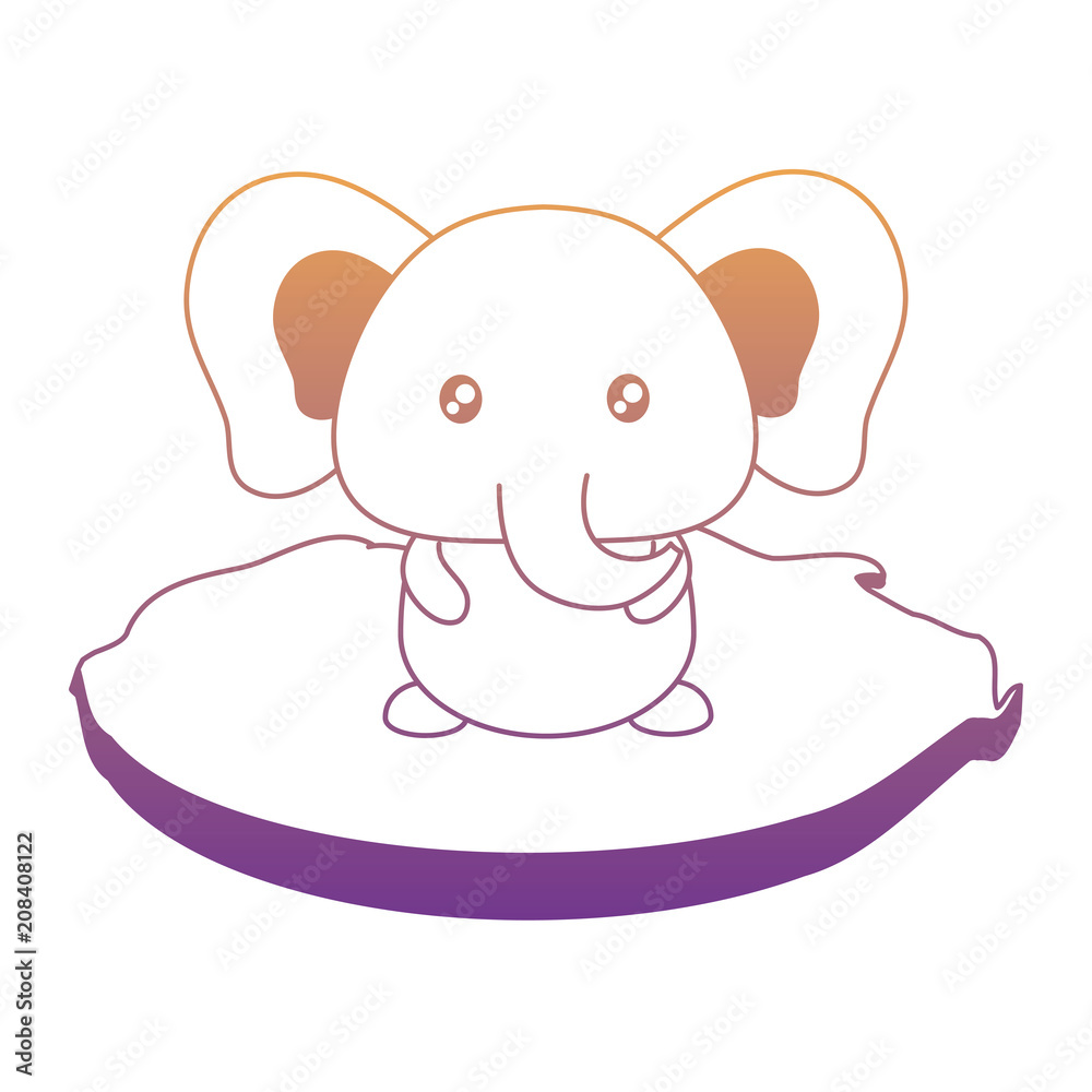 cute elephant in the grass over white background, vector illustration