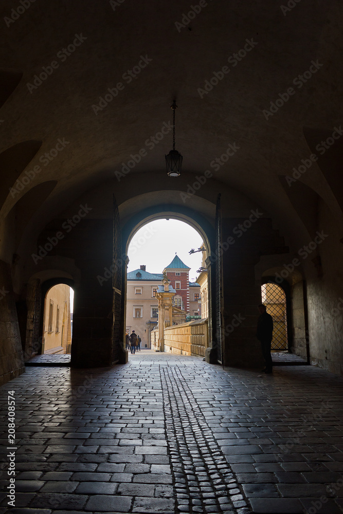 Wawel Castle in Krakow.  Details.  Courtyard.  Sights of Poland