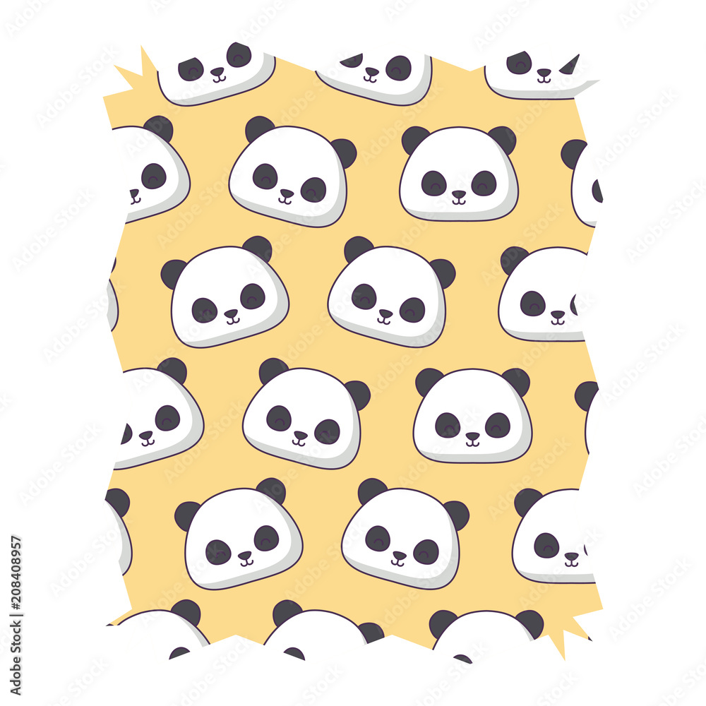 abstract frame with Panda bear pattern over white background, vector illustration