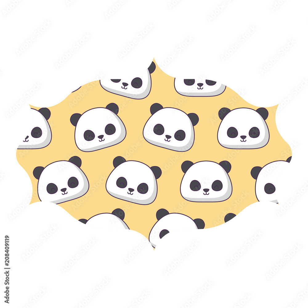 Fototapeta premium arabic frame with Panda bear pattern over white background, vector illustration