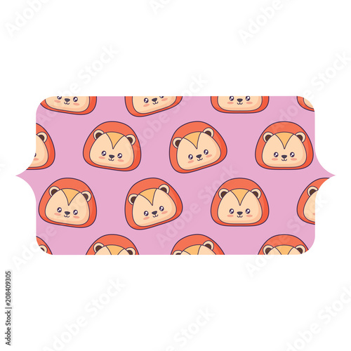 banner with cute lion pattern over white background, vector illustration