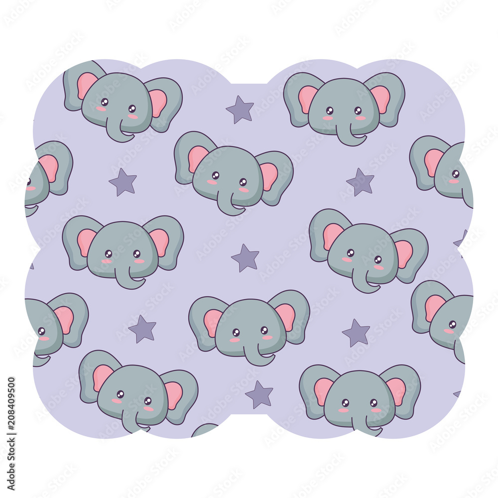 decorative frame with cute elephants pattern over white background, vector illustration decorative frame with cute elephants pattern over white background, vector illustration