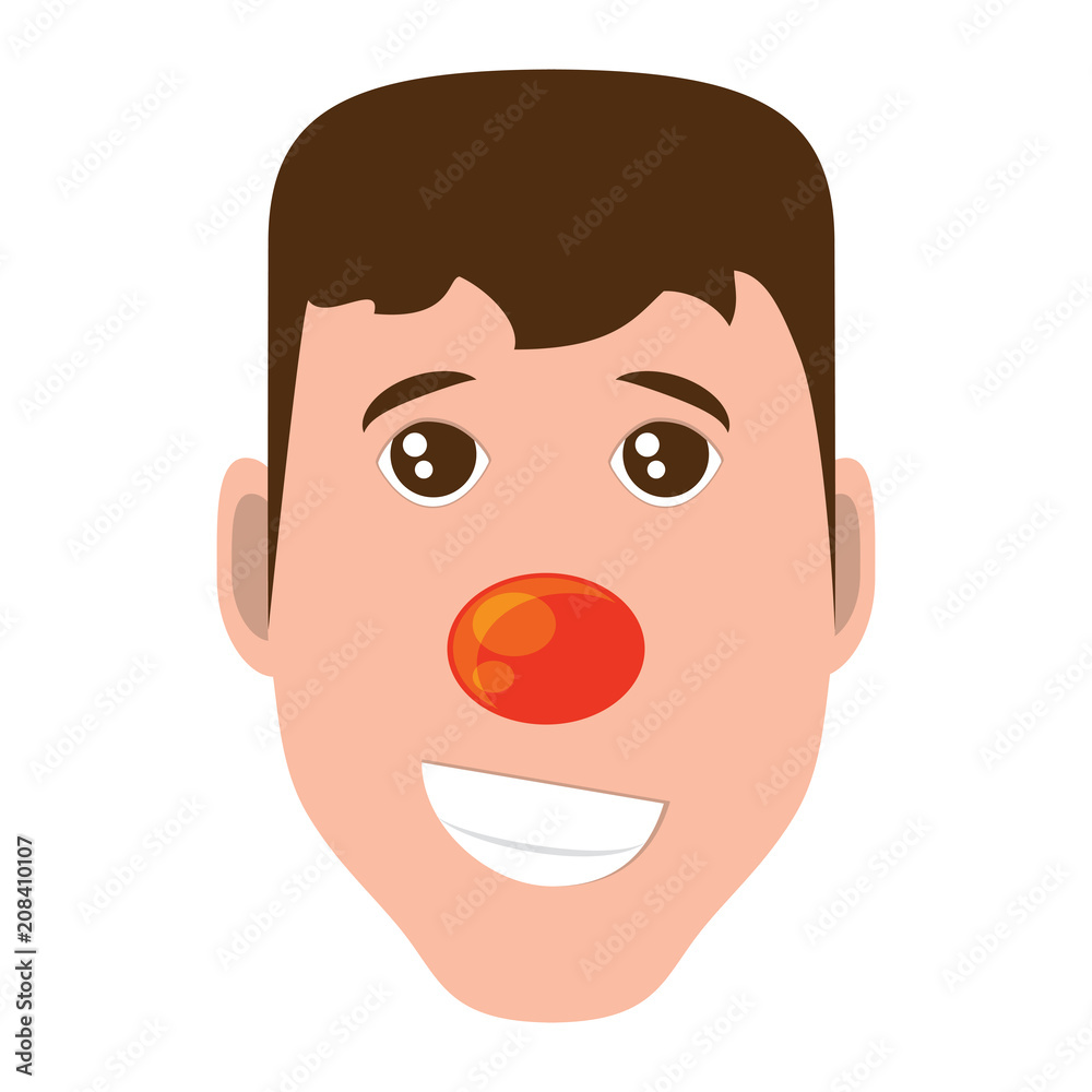 Cartoon man smiling with red nose icon over white background, vector illustration Cartoon man smiling with red nose icon over white background, vector illustration