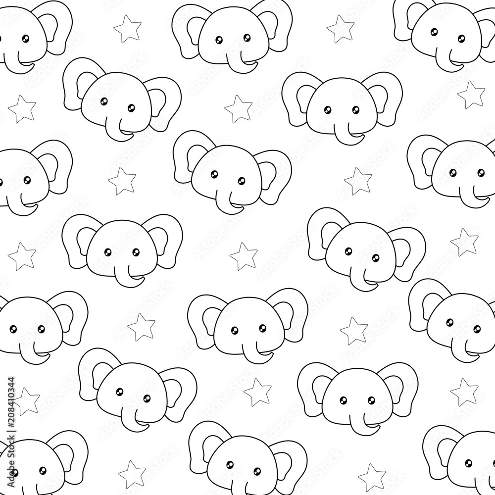 Fototapeta premium background of cute elephants pattern, vector illustration