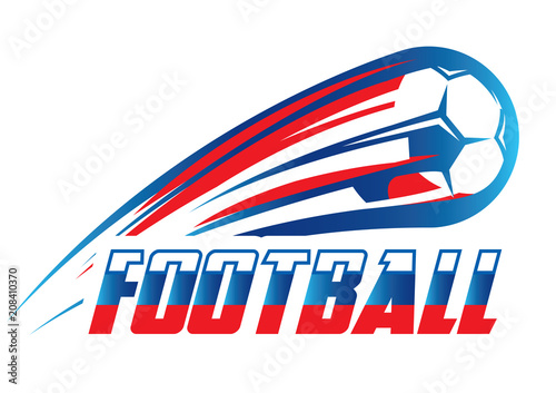 Colored Vector Emblem for Soccer World Cup 2018 with Russian flag