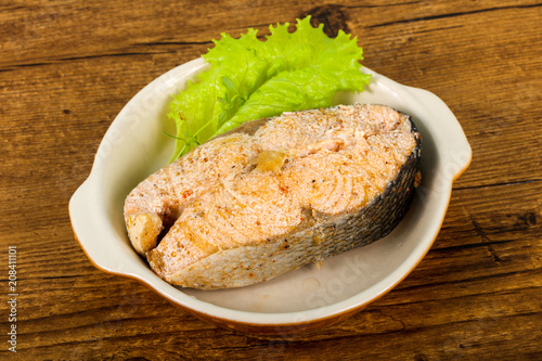 Steamed salmon