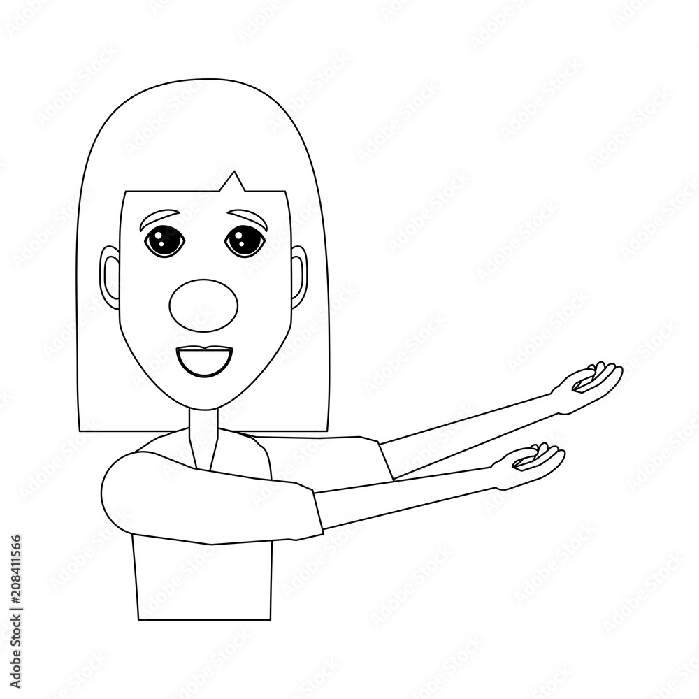 Obraz premium Woman with red nose icon over white background, vector illustration