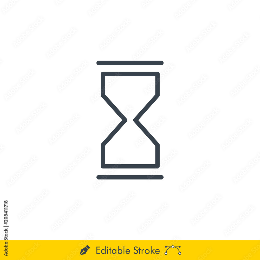 Empty Hourglass (Sand Glass / Sand Time) Vector Line Icon - In Editable Line / Stroke Design