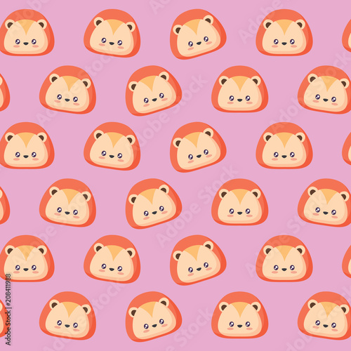 background of cute lion pattern, vector illustration