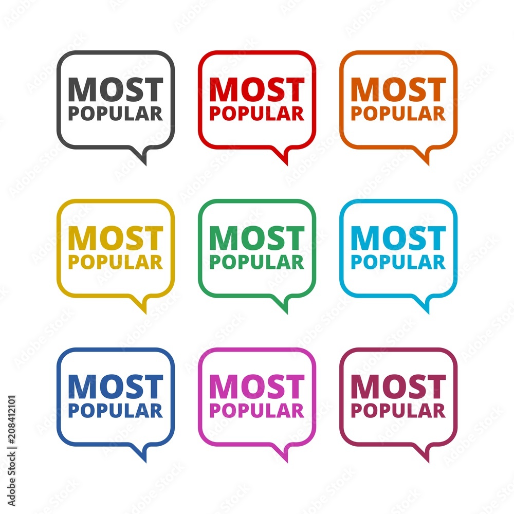 Most Popular icon, color icons set Most Popular icon, color icons set