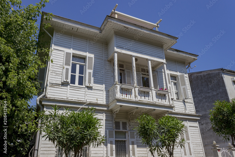 Old Historic white house in Buyukada, Istanbul - Turkey