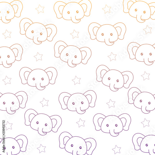 background of cute elephants pattern, vector illustration