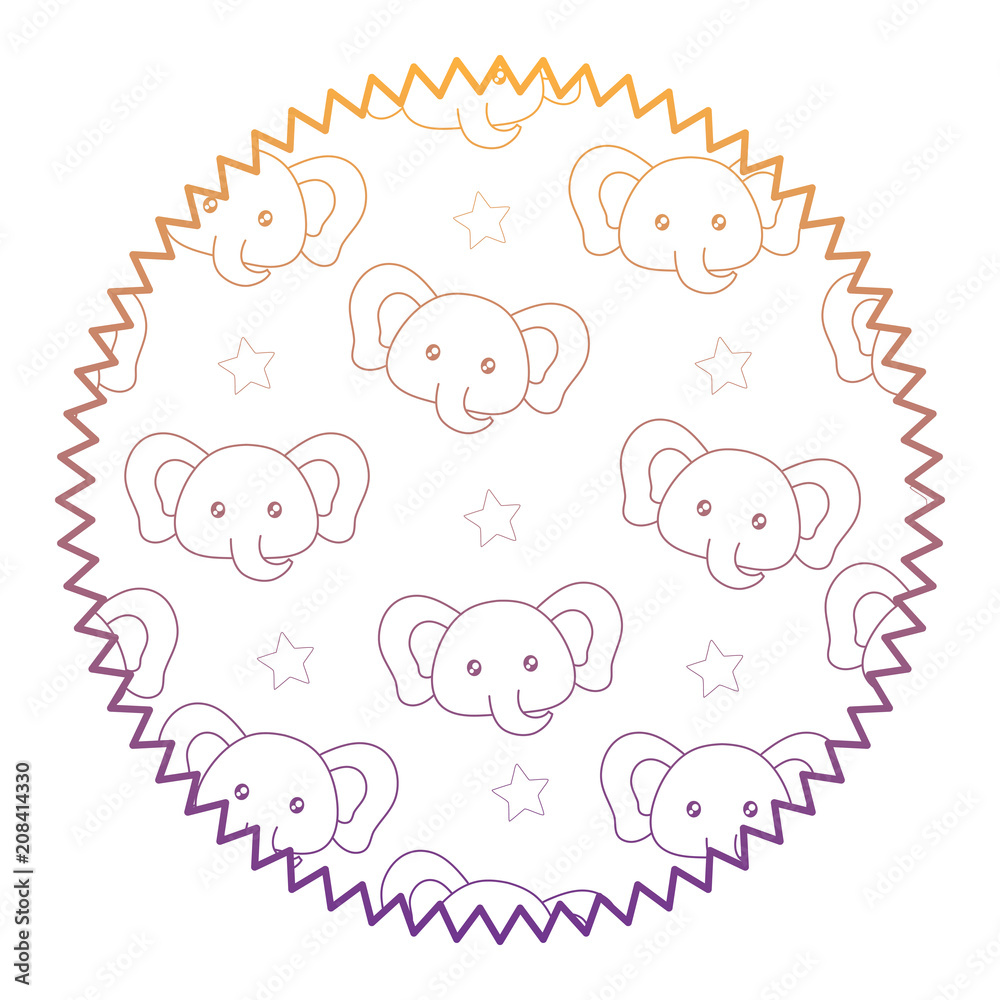 seal stamp with cute elephants pattern over white background, vector illustration seal stamp with cute elephants pattern over white background, vector illustration