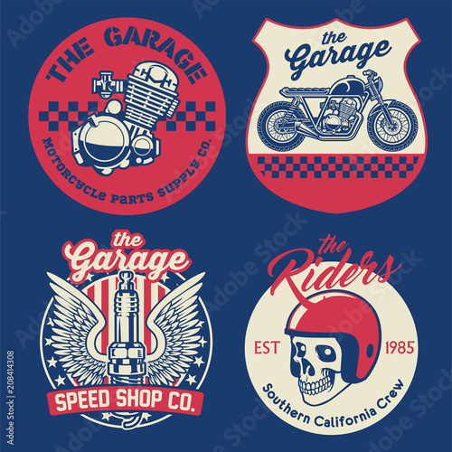 vintage motorcycle badge set