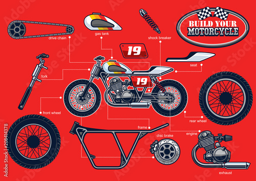 build your racing motorcycle with separated parts