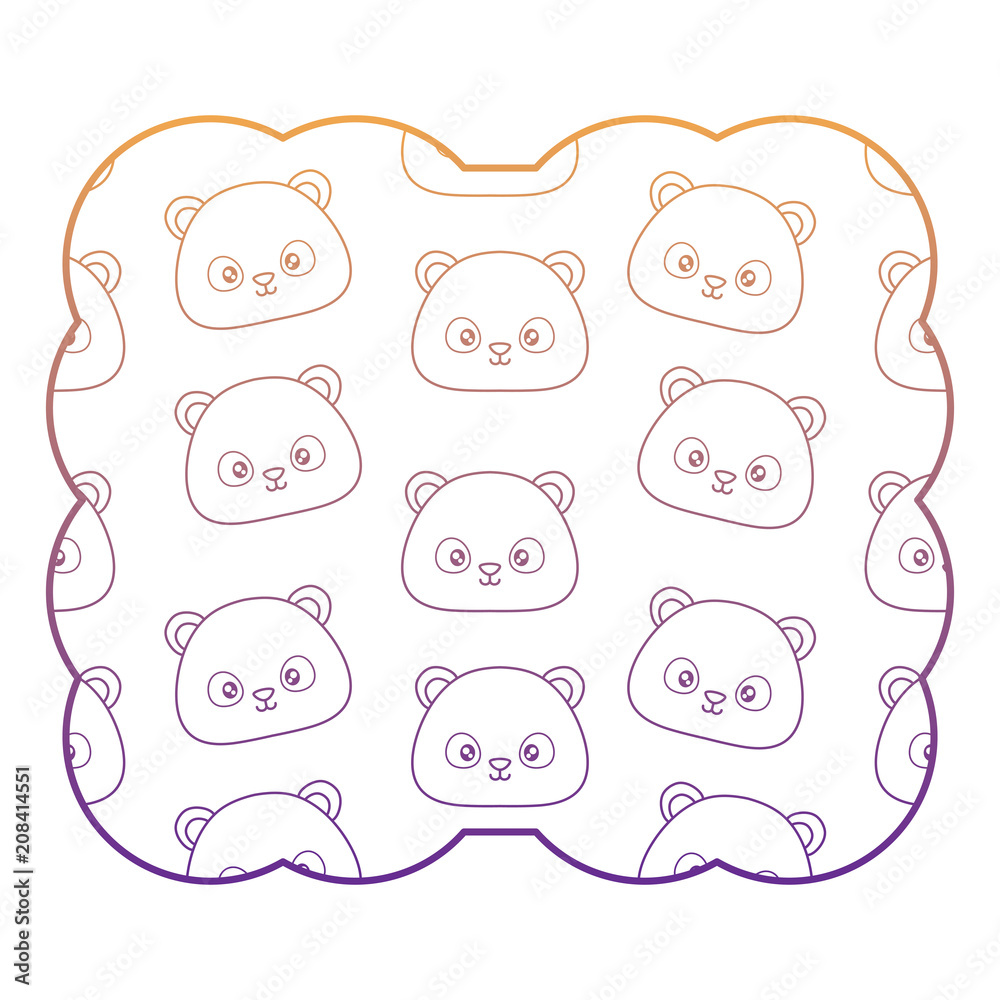 Obraz premium decorative frame with cute bear pattern over white background, vector illustration