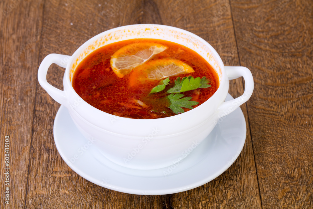 Solyanka soup with lemon Solyanka soup with lemon