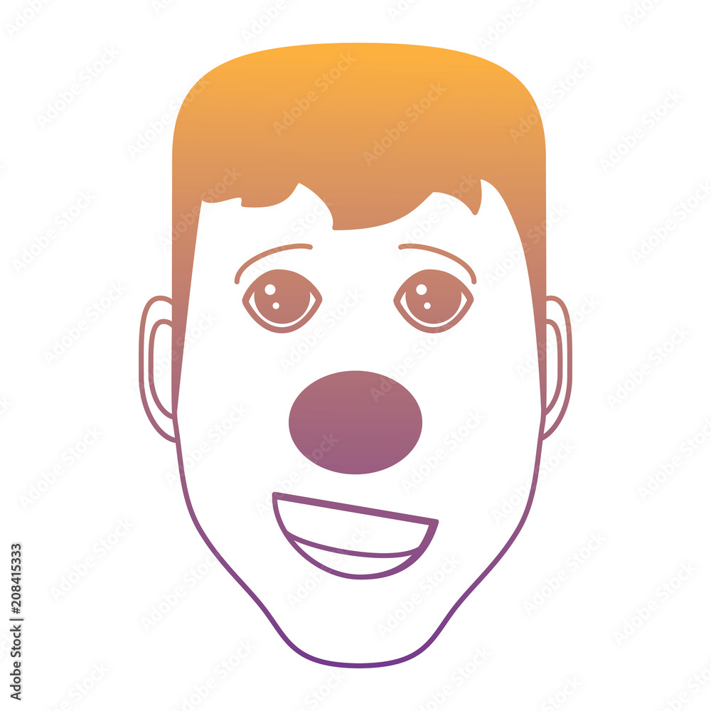 man with red nose icon over white background, vector illustration