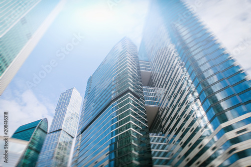 Moscow - city Business center buildings. double exposure Background for Business and finance concept © Funtap