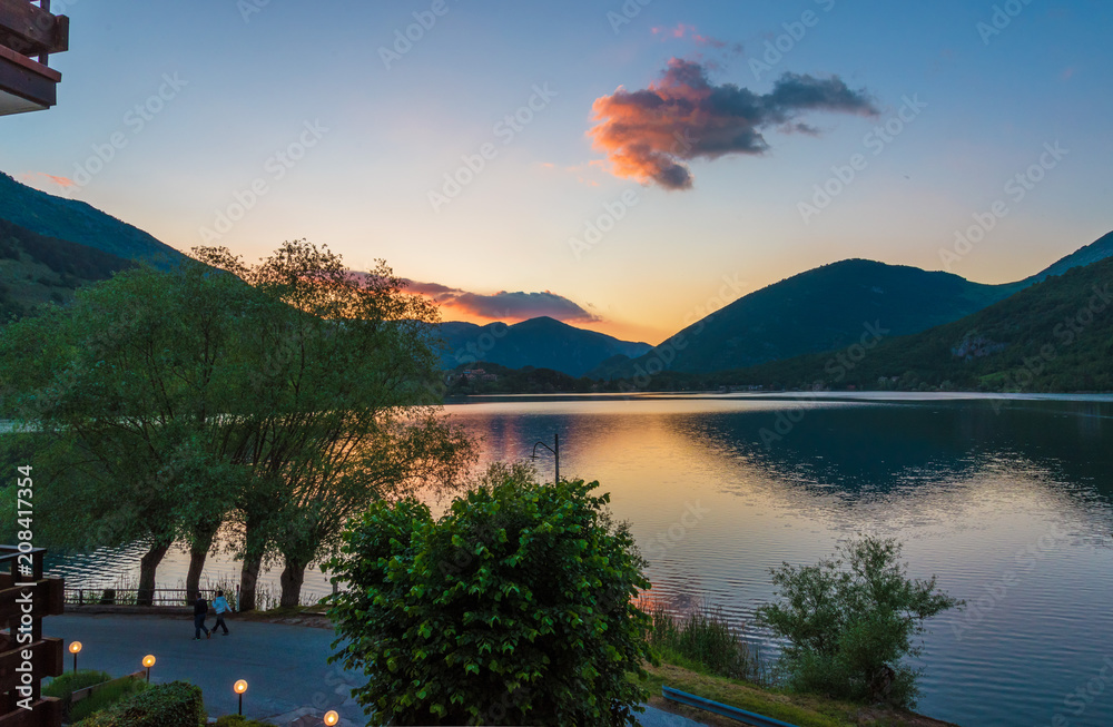 Lake Scanno (L'Aquila, Italy) - When nature is romantic: the heart - shaped lake on the Apennines mountains, in Abruzzo region, central Italy Lake Scanno (L'Aquila, Italy) - When nature is romantic: the heart - shaped lake on the Apennines mountains, in Abruzzo region, central Italy