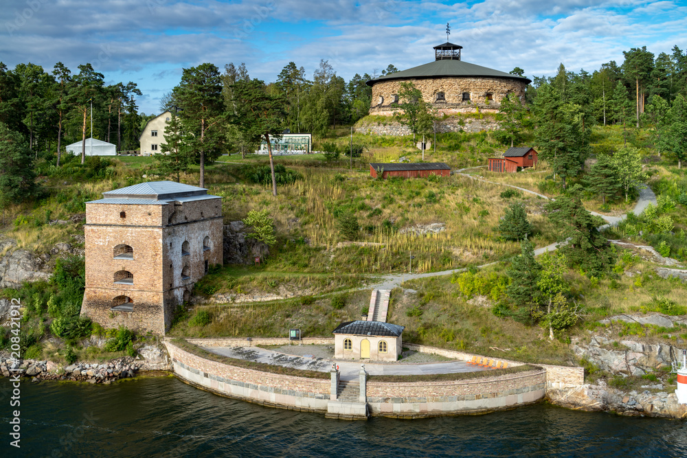 Fototapeta Historyczny fortecy i strażnika wierza na wyspie 